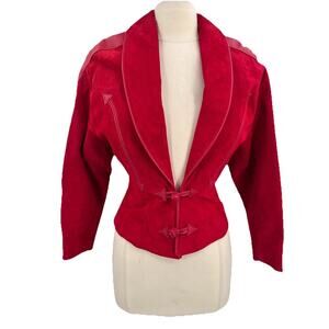 Vintage 80s Scully Suede Leather Jacket Size 8 Red Western Cowgirl Rodeo